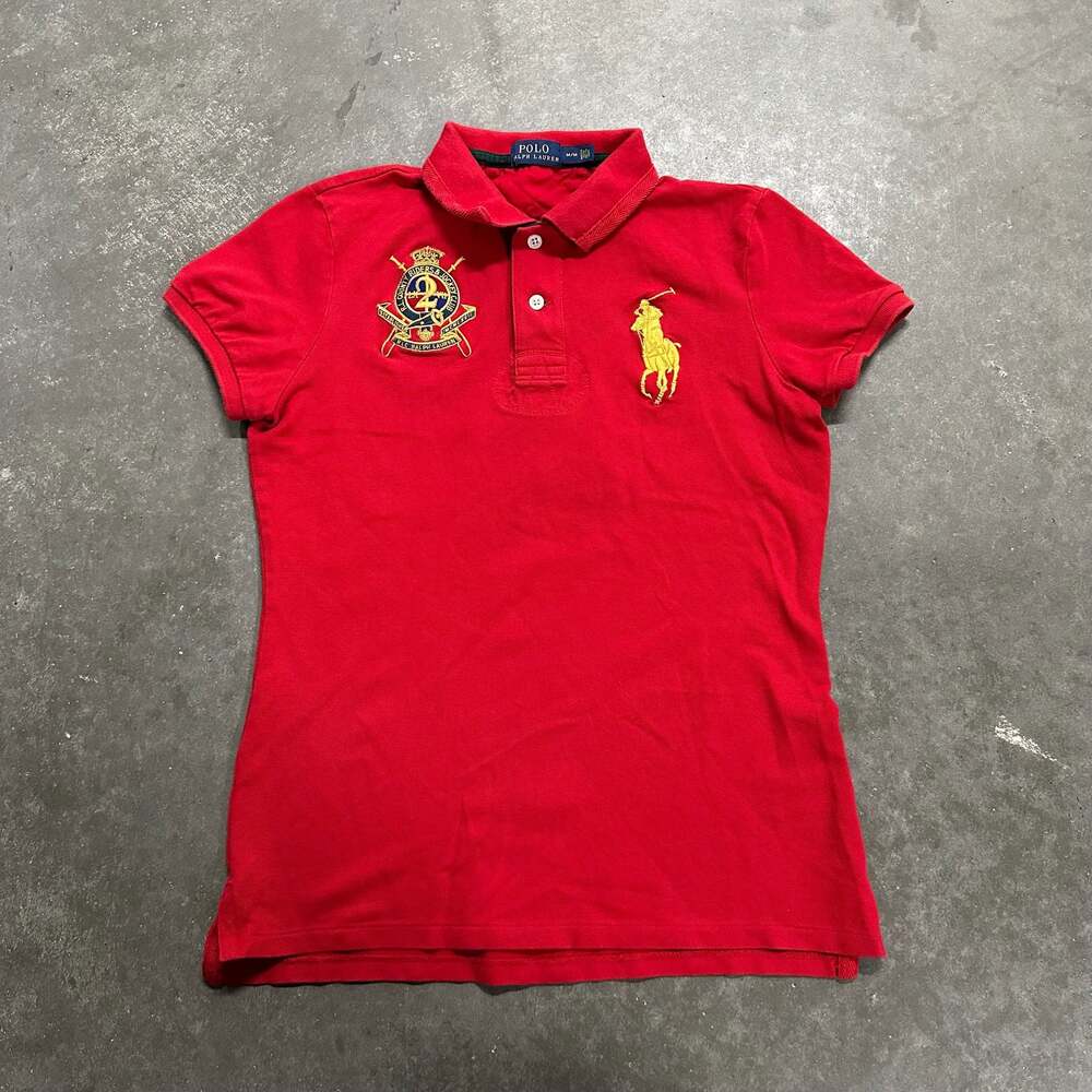 Polo Ralph Lauren Red Big Pony #2 Crest Logo Polo Shirt Women's Medium